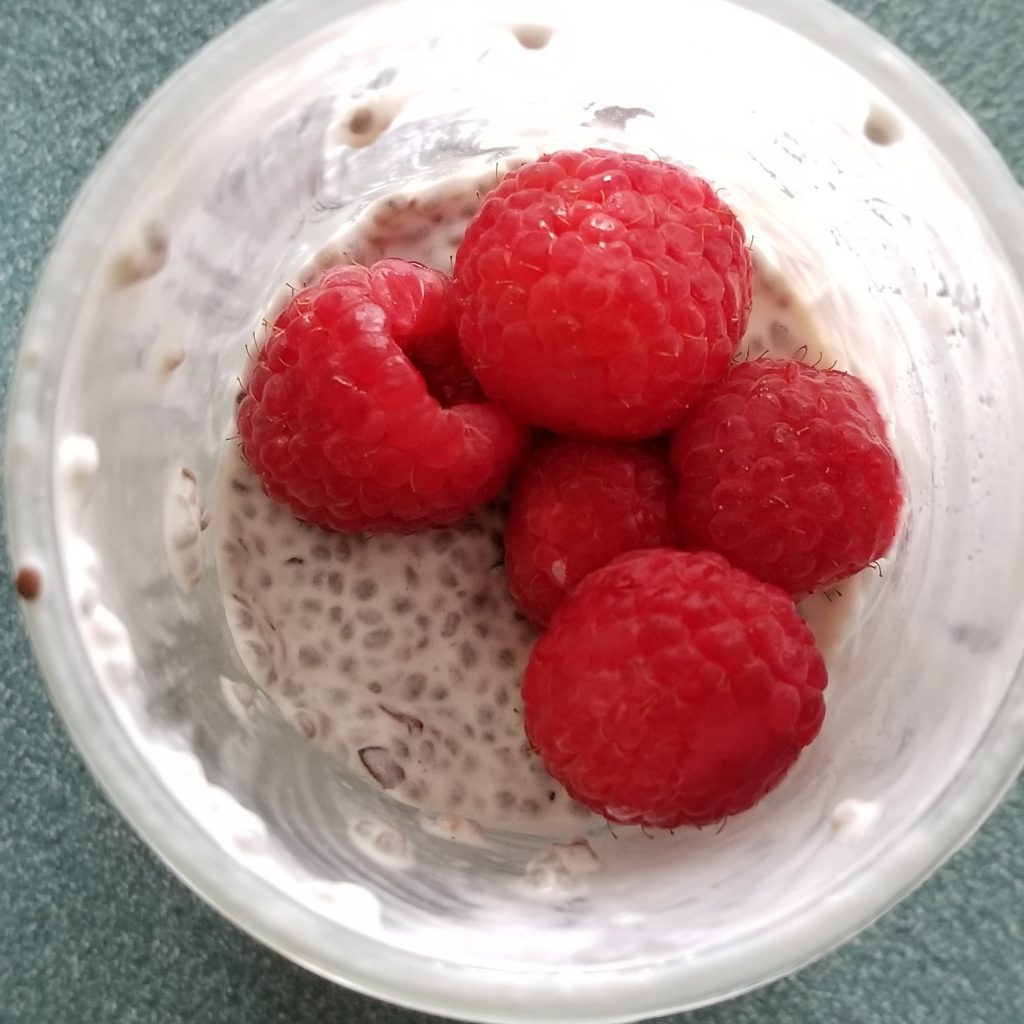 raspberry cacao chia seed pudding
