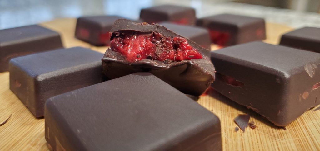 raspberry filled chocolate candies